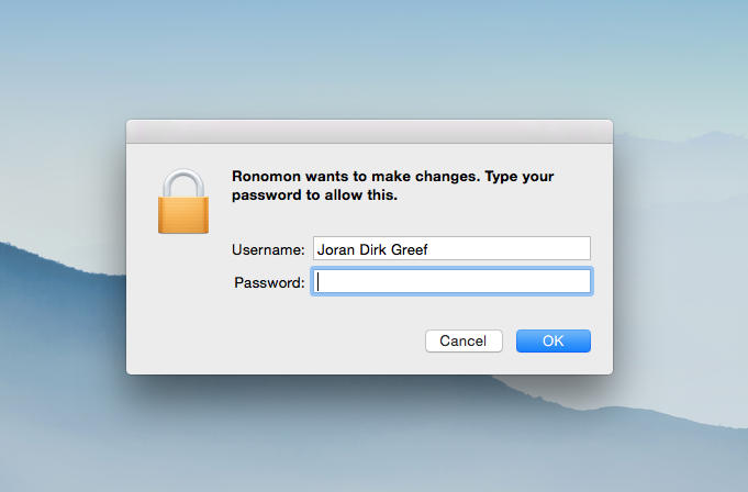 Sudo on Mac OS X for an app called "Ronomon"